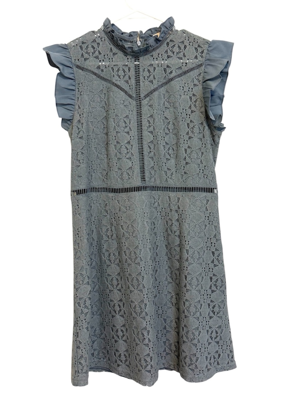 Alter’d State Blue Gray Lace Ruffle Sleeve Dress Size Large Boho Feminine